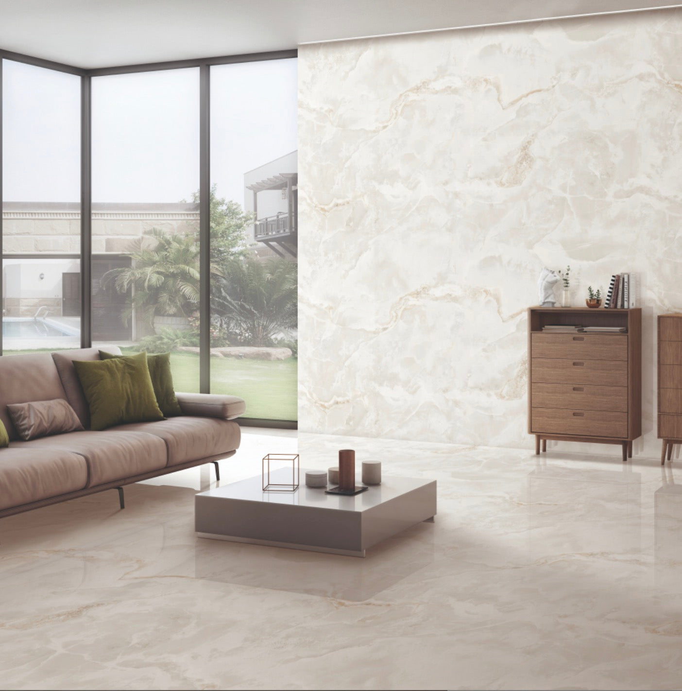 60x120cm Endless Love Onyx Ivory Hochglanz 9mm